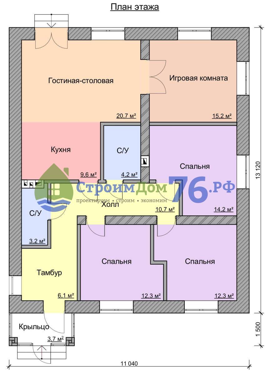 Проект одноэтажного дома СД-91 в Ярославле